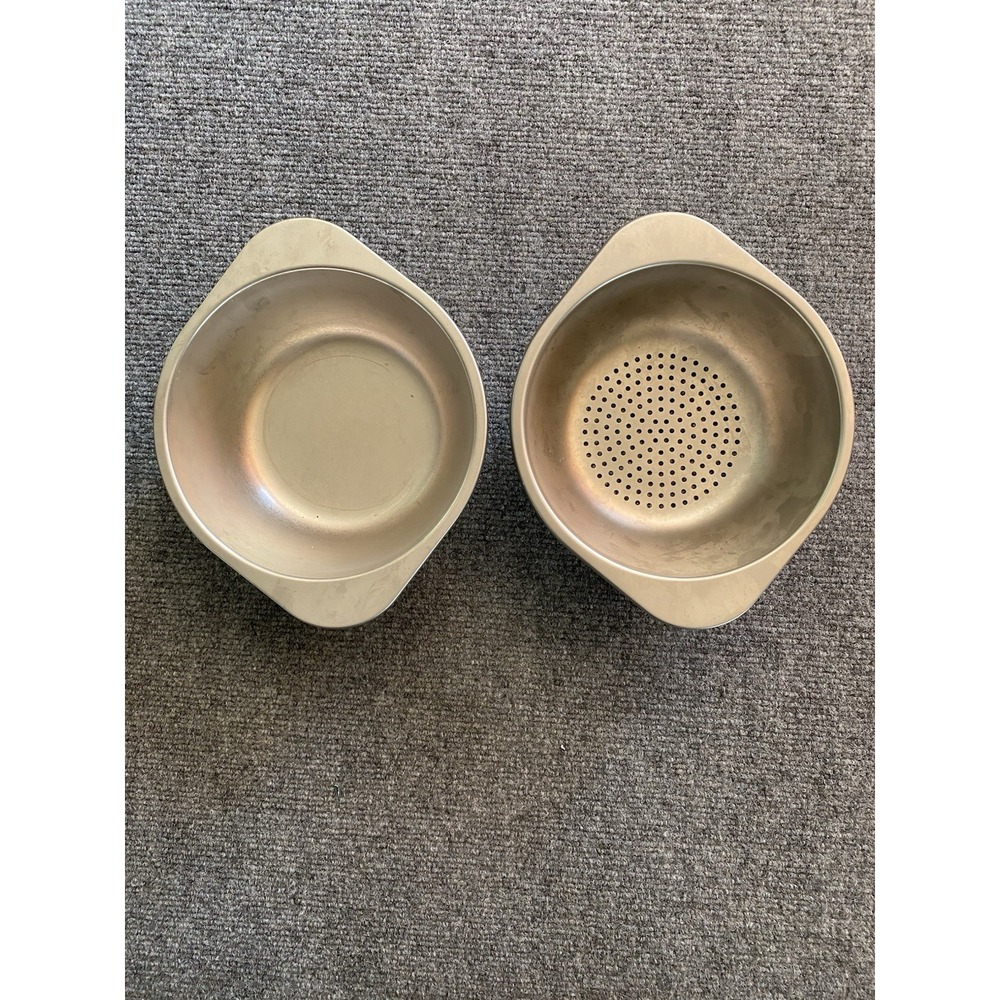 Lot of 2 Vintage Revere Ware Stainless Steel Steamer & Double Boiler Inserts